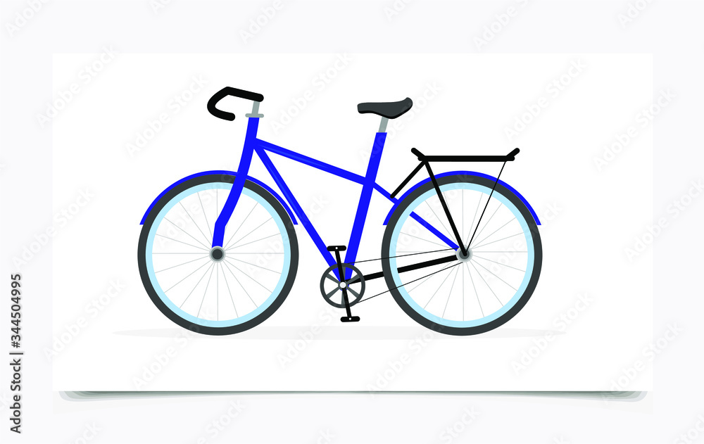 The bicycle is road. Vector isolated illustration in cartoon style. 