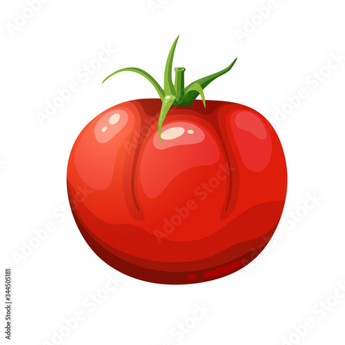 Red ripe tomato, vector icon, fresh and healthy vegetables.