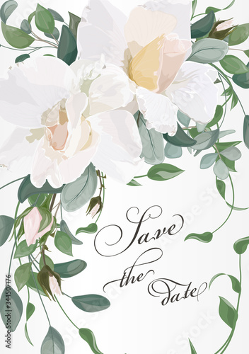 Fototapeta Naklejka Na Ścianę i Meble -  Beautiful background with flowers. Wedding invitation. Vector illustration. EPS 10