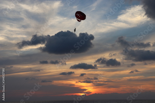 Sunset in Vietnam with paragliding