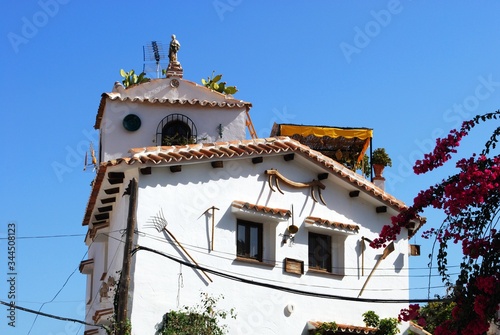 Unusual village house in the white village (pueblo blanco), Macharaviaya, Andalusia, Spain. © arenaphotouk