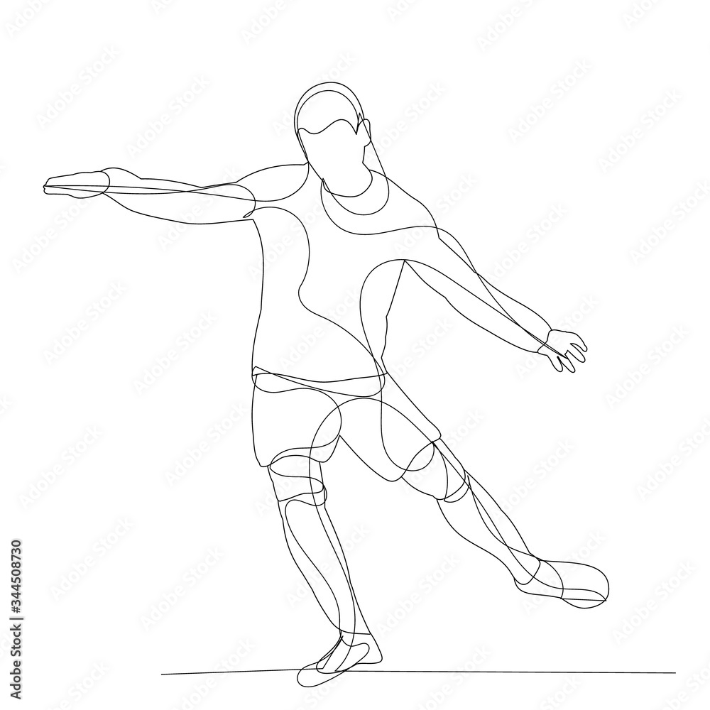 vector, isolated, line drawing of a male athlete