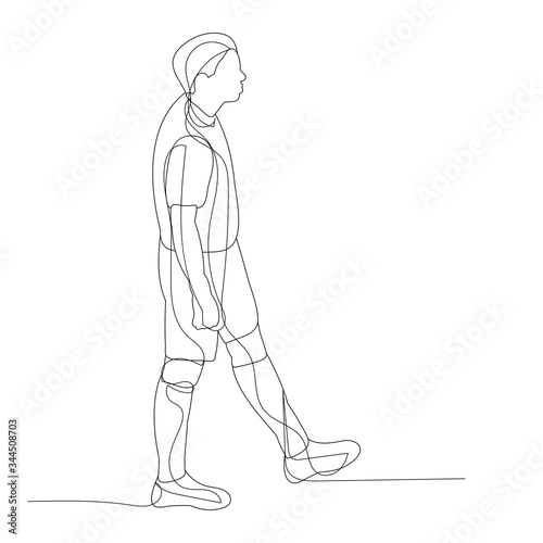vector  isolated  line drawing of a man walking