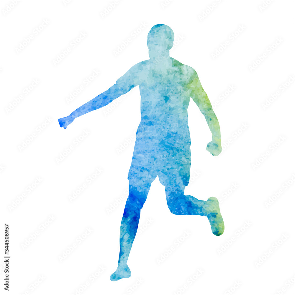 blue watercolor silhouette of a man walking blue watercolor silhouette of a man walking