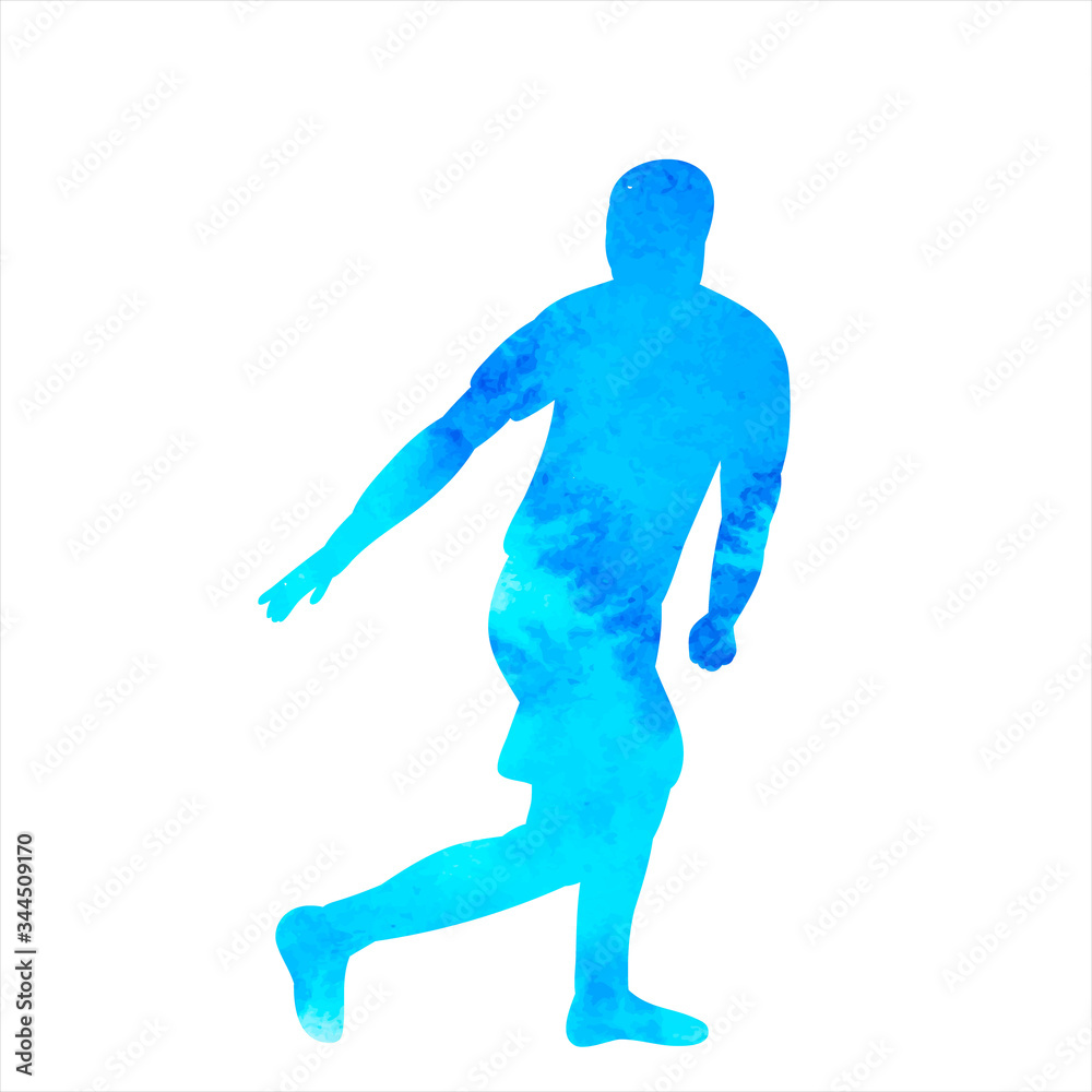 white background, blue watercolor silhouette of a man white background, blue watercolor silhouette of a man