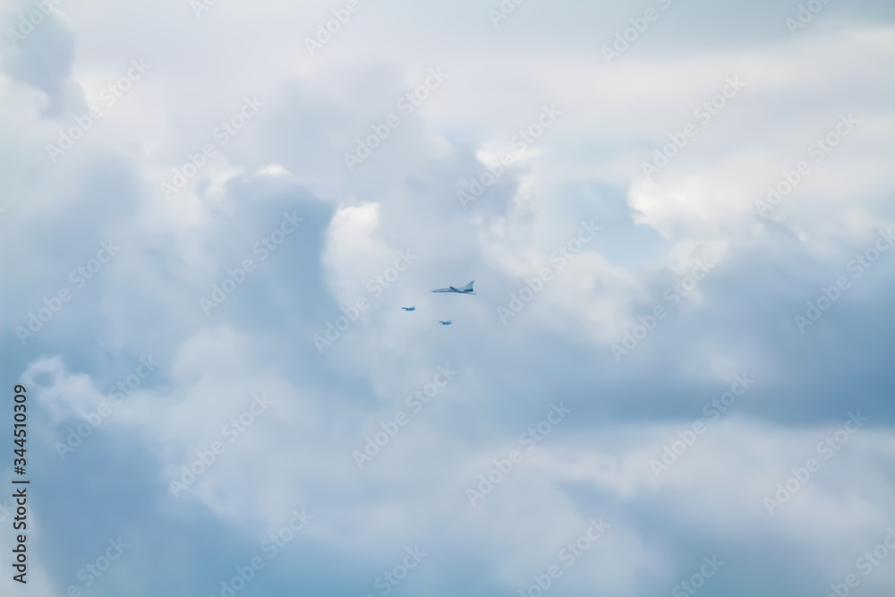 Airplanes in the sky over the city of Orenburg