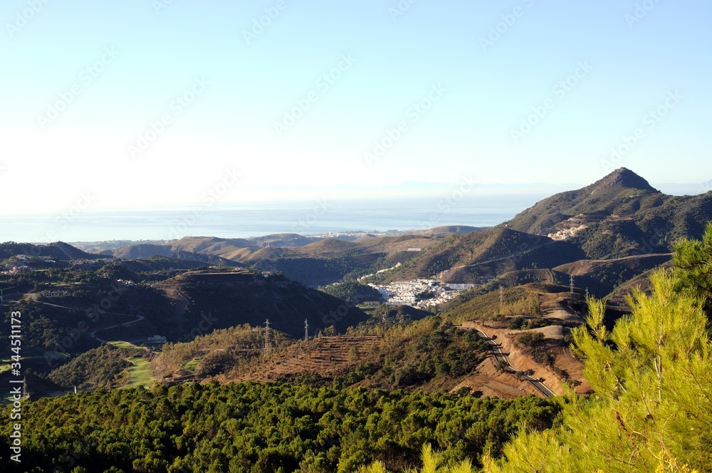 View towards the coast from near Puerto de Alijar, Andalusia, Spain.