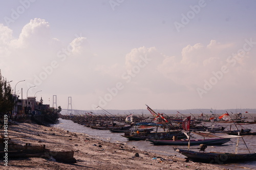Surabaya indonesian coastline with boats