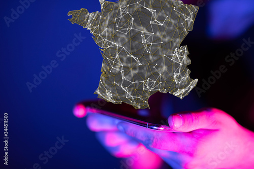 3d Digital France map country .