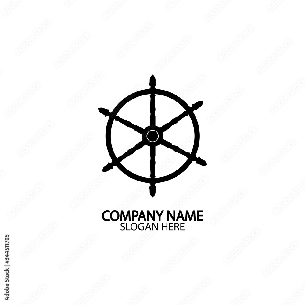Obraz premium Ship and boat helm steering wheel boat and maritime rudder icon ship steering wheels - vector.