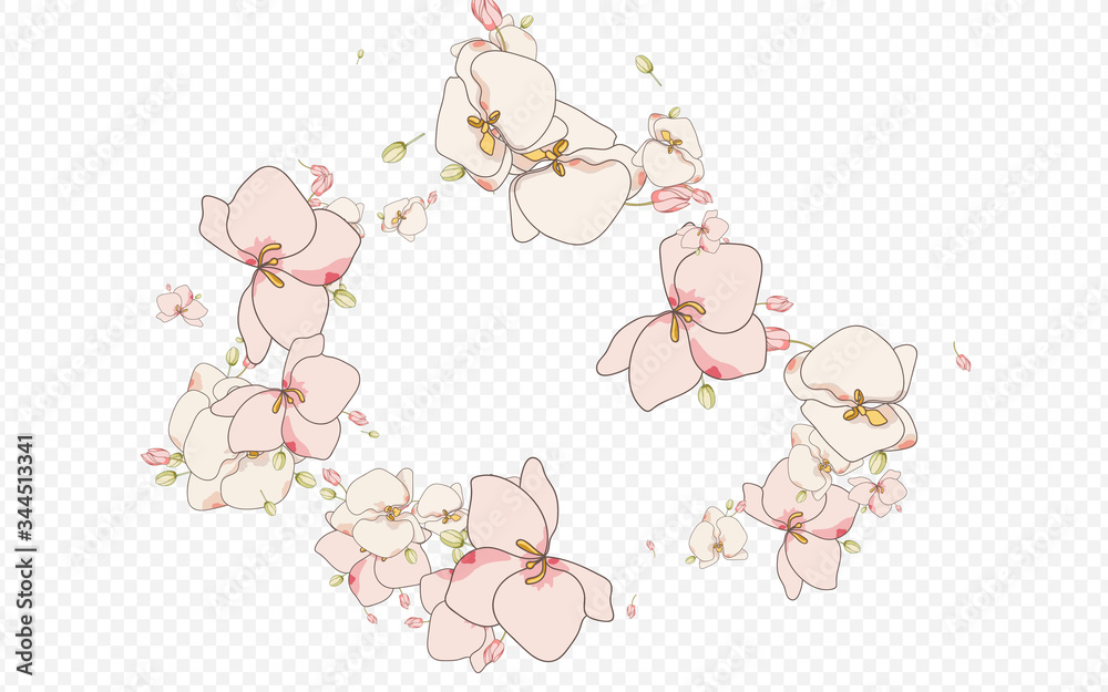 Red Floral Nature Vector Transparent Background. 