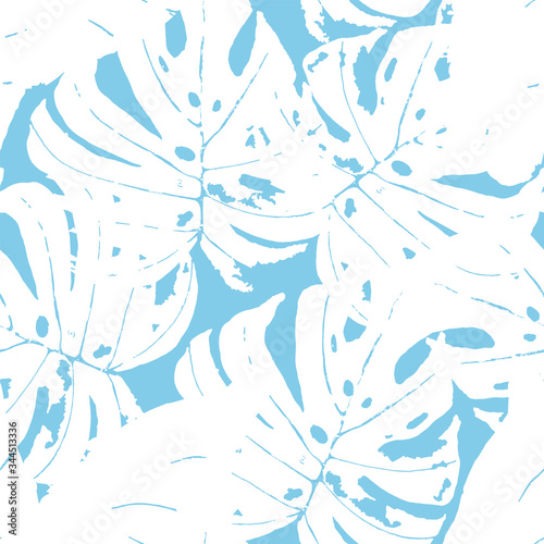 Indigo Floral Spring Vector Seamless Pattern. 