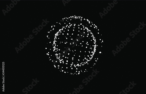 Dotted sphere made of particles. Cover or poster for high tech systems: Artificial Intelligence, Deep Learning, Neural networks.