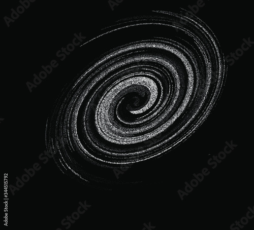 Cosmic nebula, swirl and spiral made of dots and particles.