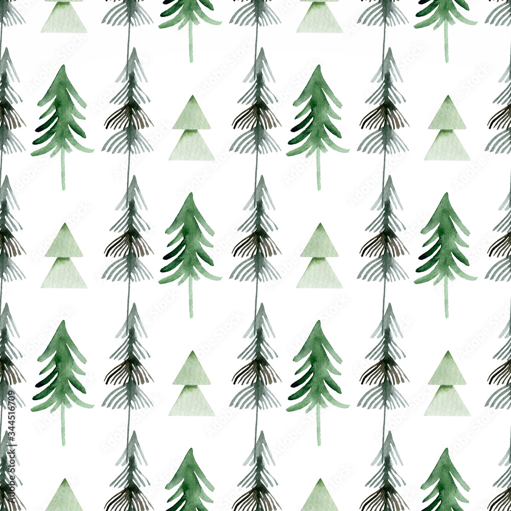 Abstract pine tree forest seamless pattern background love peace