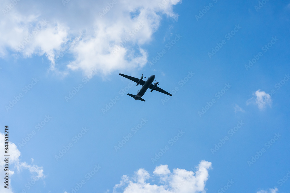 professional pilots of military aircraft in  sky. 