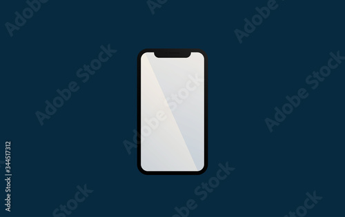 Smartphone mockup. New black frameless smartphone mockup with white screen. Isolated on dark background