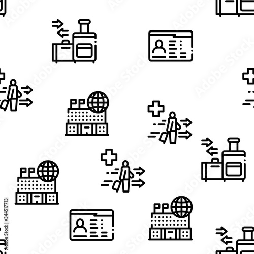 Immigration Refugee Seamless Pattern Vector Thin Line. Illustrations
