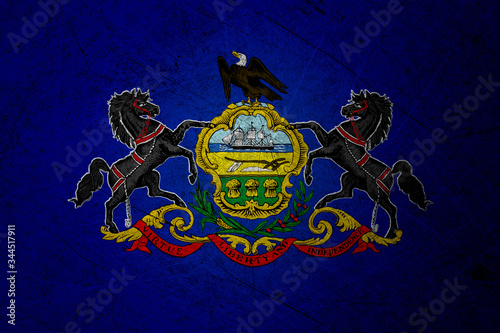 Flag of pennsylvania, USA, on a grunge metal texture © Onur