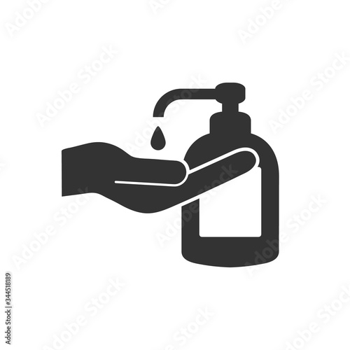 Washing hand with sanitizer vector illustration. Antiseptic with people arm isolated on white background.