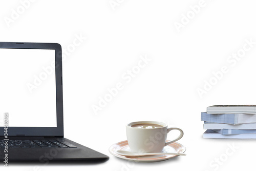 laptop with coffee cup