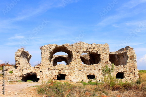 Antique ruins and sights of the Turkish resort town of Side