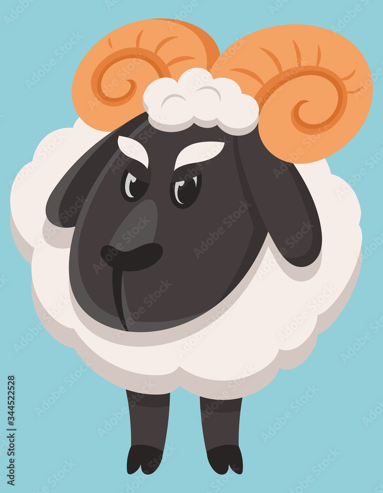 Standing male sheep. Farm animal in cartoon style. Standing male sheep. Farm animal in cartoon style.