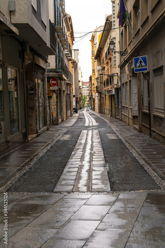 Granada, Spain, April 2020, empty streets of Granada during the covid-19 pandemic.