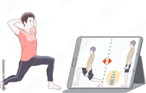 自宅でオンライントレーニング、ランジ