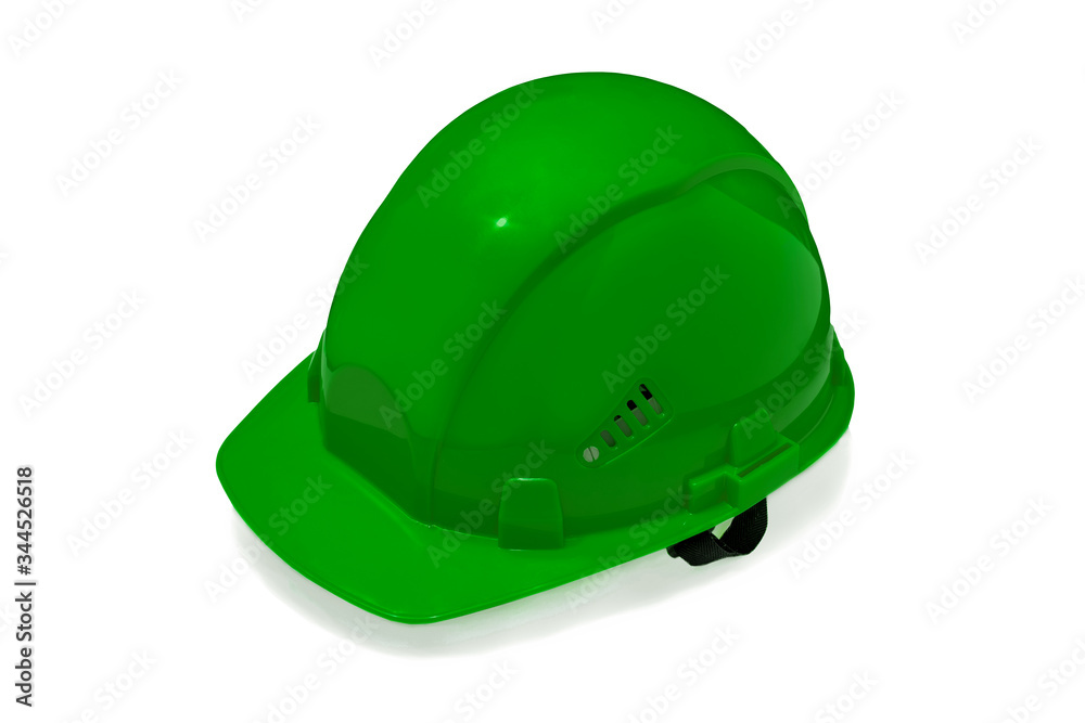 isolated green construction helmet on a white background. Specialized clothes. Personal protective equipment. construction. isolate isolated green construction helmet on a white background. Specialized clothes. Personal protective equipment. construction. isolate