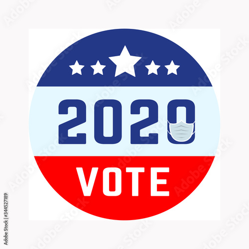 US presidential election in the context of the coronavirus pandemic. COVID-19. Online voting option. Vector illustration with medical mask
