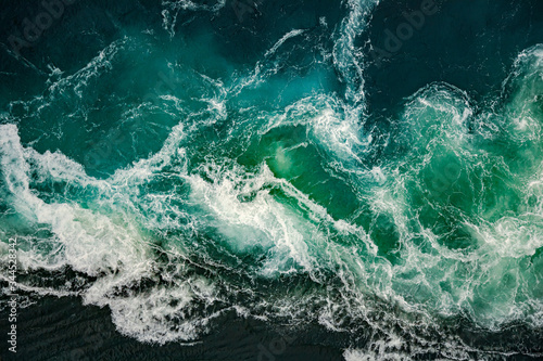 Waves of water of the river and the sea meet each other during high tide and low tide