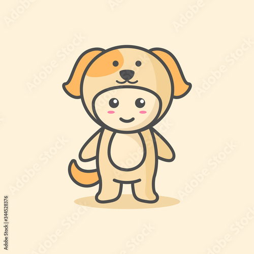 Cute dog costume character vector illustration