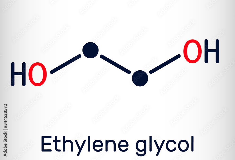 Ethylene Glycol Diol C2h6o2 Molecule