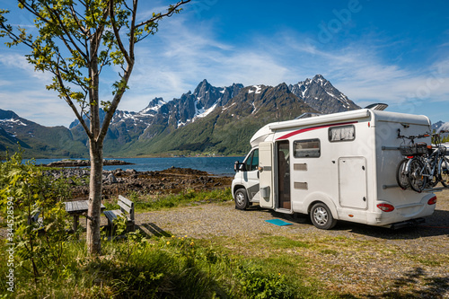 Family vacation travel RV, holiday trip in motorhome Fototapete