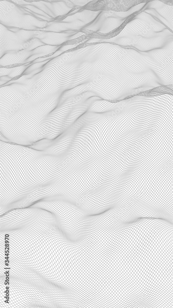 Abstract landscape on a white background. Cyberspace grid. hi tech network. 3d illustration Abstract landscape on a white background. Cyberspace grid. hi tech network. 3d illustration