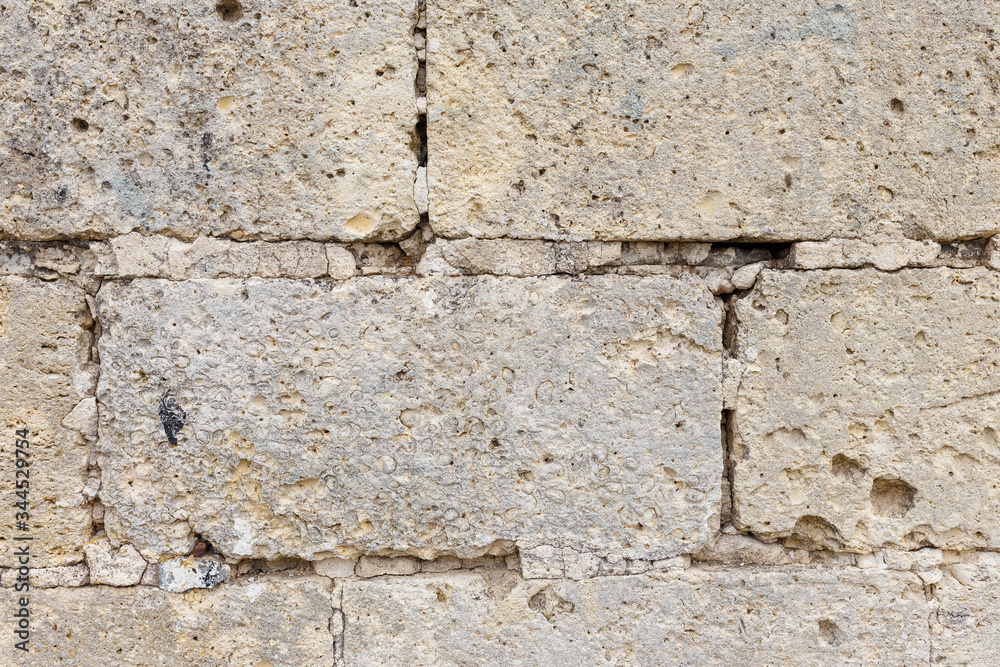 Dirty uneven brickwall texture background or backdrop with stains and cement smears