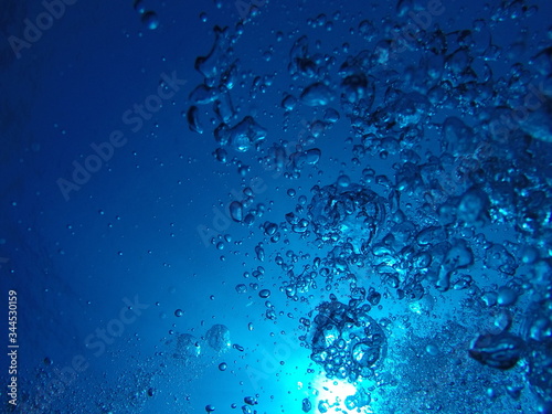 Bubbles rising underwater