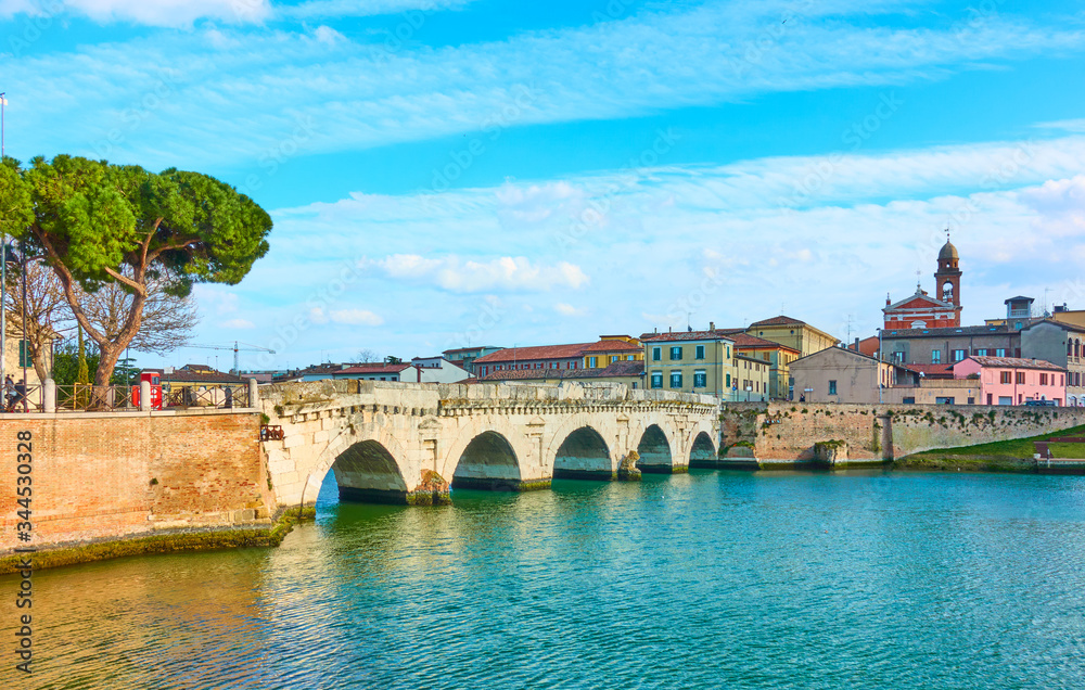 Old town of Rimini and The Bridge of Tiberius