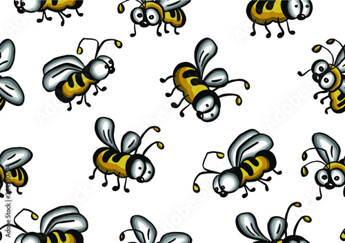 Vector  illustration of honey bee on white background © irina