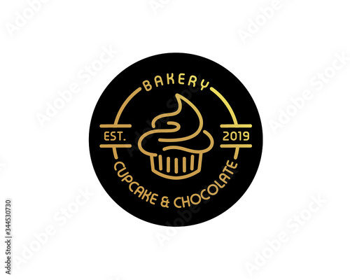cup cake bakery logo design ilustration vector