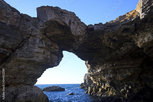 Beautiful rock formation. The arch is located in the village of Tyulenovo, Bulgaria on the Black Sea.