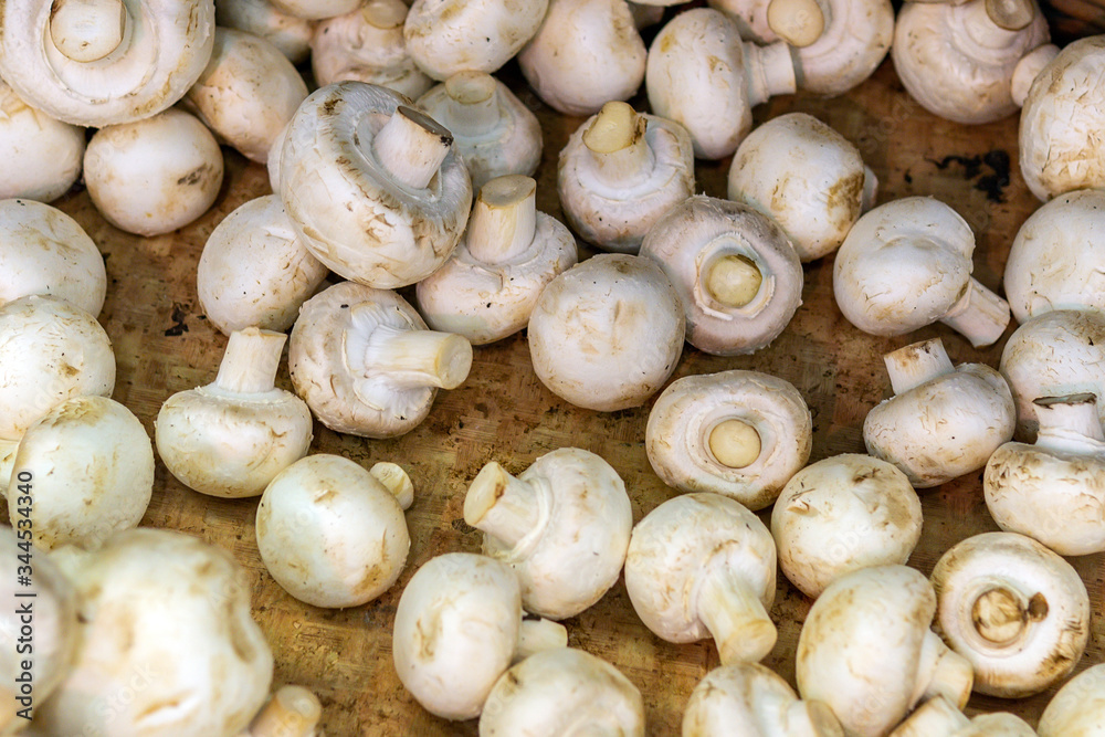 mushrooms for sale in a hypermarket, background texture mushrooms for sale in a hypermarket, background texture