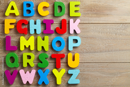 Alphabet wooden letters for early education concept