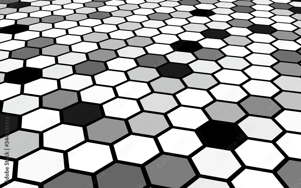 Honeycomb gray colored. Perspective view on polygon look like honeycomb. Isometric geometry. 3D illustration Honeycomb gray colored. Perspective view on polygon look like honeycomb. Isometric geometry. 3D illustration