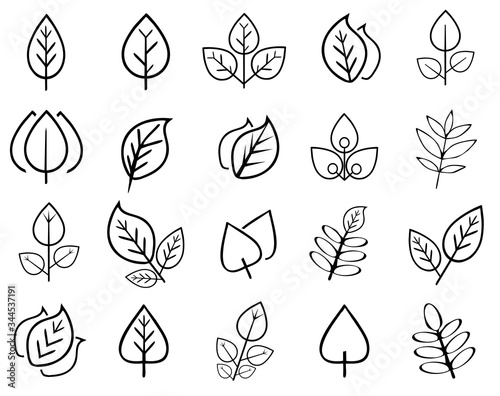 leaf icon collection, leaf symbol vector illustration in white background