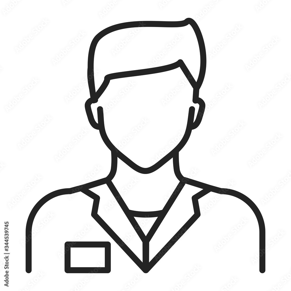 Doctor in uniform line black icon. Medical service. Subject matter expert. Isolated vector element. Doctor in uniform line black icon. Medical service. Subject matter expert. Isolated vector element.