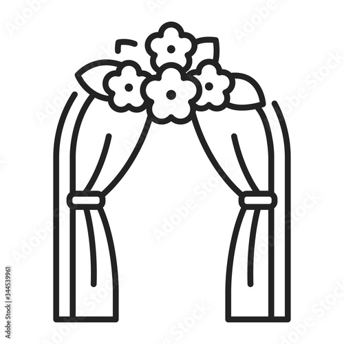 Wedding arch black line icon. Event service. Isolated vector element. Outline pictogram for web page, mobile app, promo.