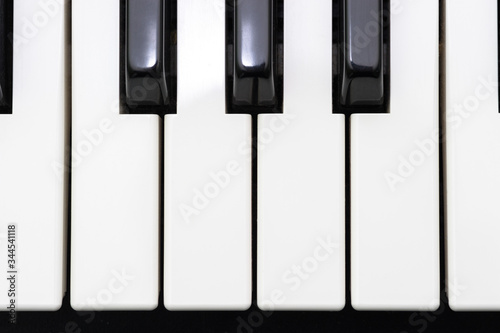 Electronic musical keyboard synthesizer close-up