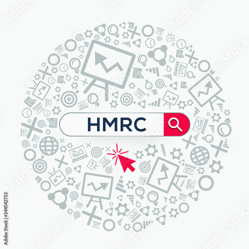 HMRC mean (her majesty revenue and customs) Word written in search bar ,Vector illustration.